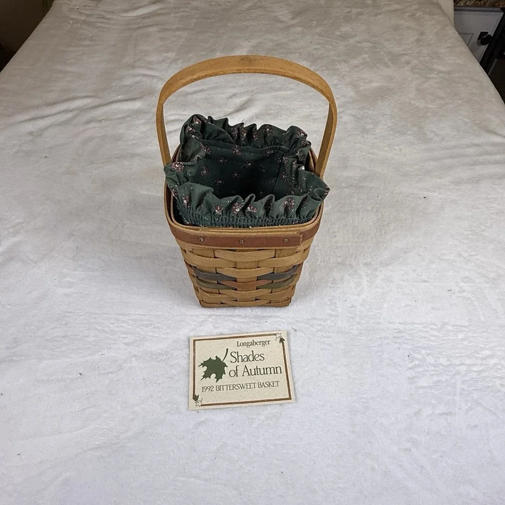Longaberger 1992 Bittersweet Basket Shades of Autumn Liner Vintage USA Signed